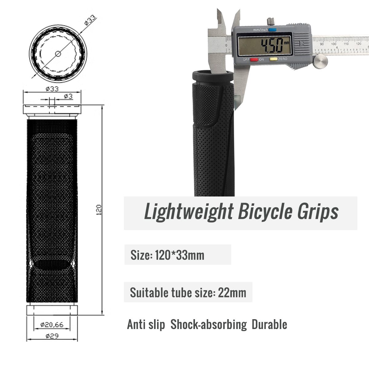 CATAZER 120mm grips installed on road bike handlebars – comfortable ergonomic fit