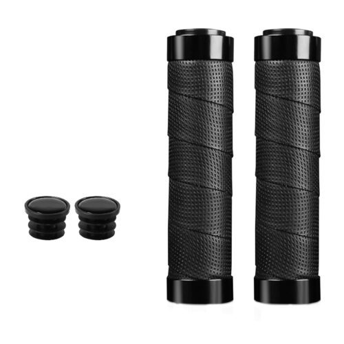 CATAZER PU leather handlebar grips double lock-on for MTB road bike