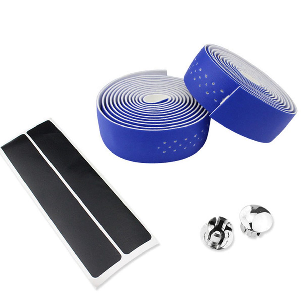 CATAZER blue PU leather punched handlebar tape 210cm for road bike 2-pack