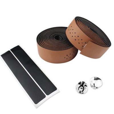 CATAZER blown PU leather punched handlebar tape 210cm for road bike 2-pack