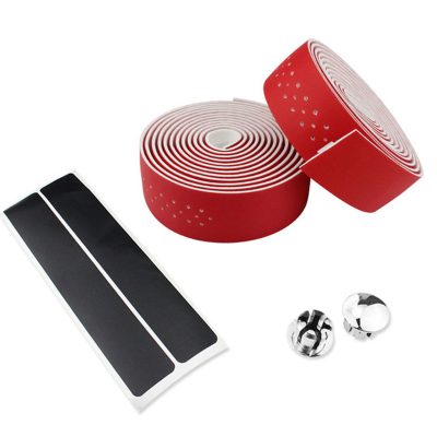 CATAZER red PU leather punched handlebar tape 210cm for road bike 2-pack