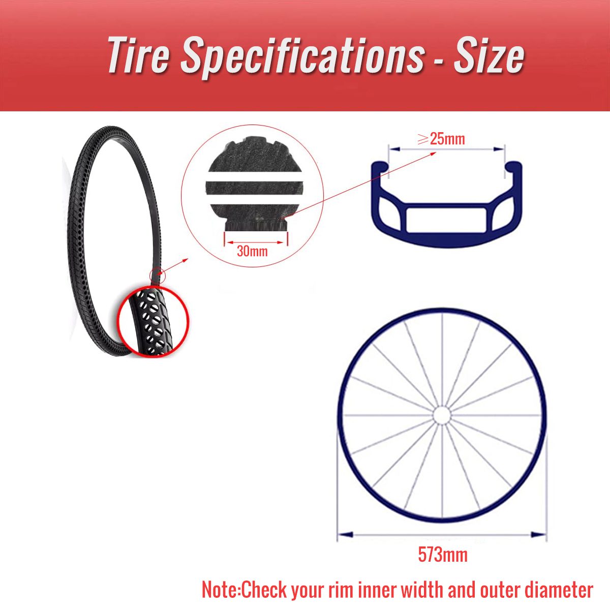 bicycle solid tire size