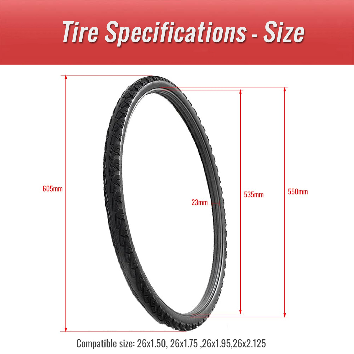 TYE006.PT01 solid tire size 26x1.95 bicycle solid tire size
