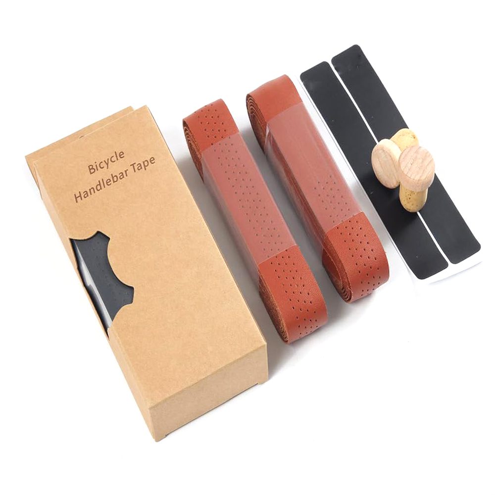 CATAZER leather bicycle handlebar tape retro style brown color