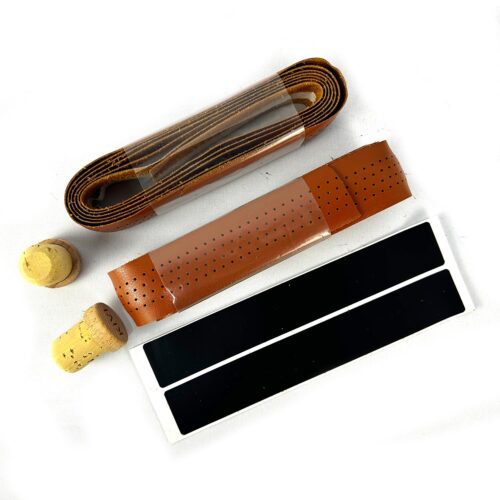 CATAZER Napa leather bicycle handlebar tape retro style 2 rolls with end plug