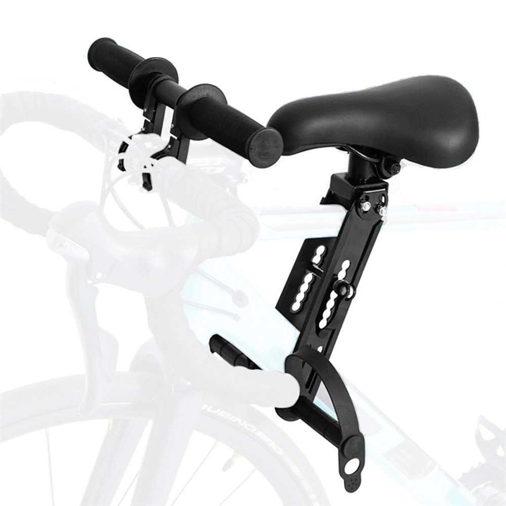 CATAZER child bicycle seat showing soft rubber pedals and child-height handlebar CATAZER child bicycle seat showing soft rubber pedals and child-height handlebar