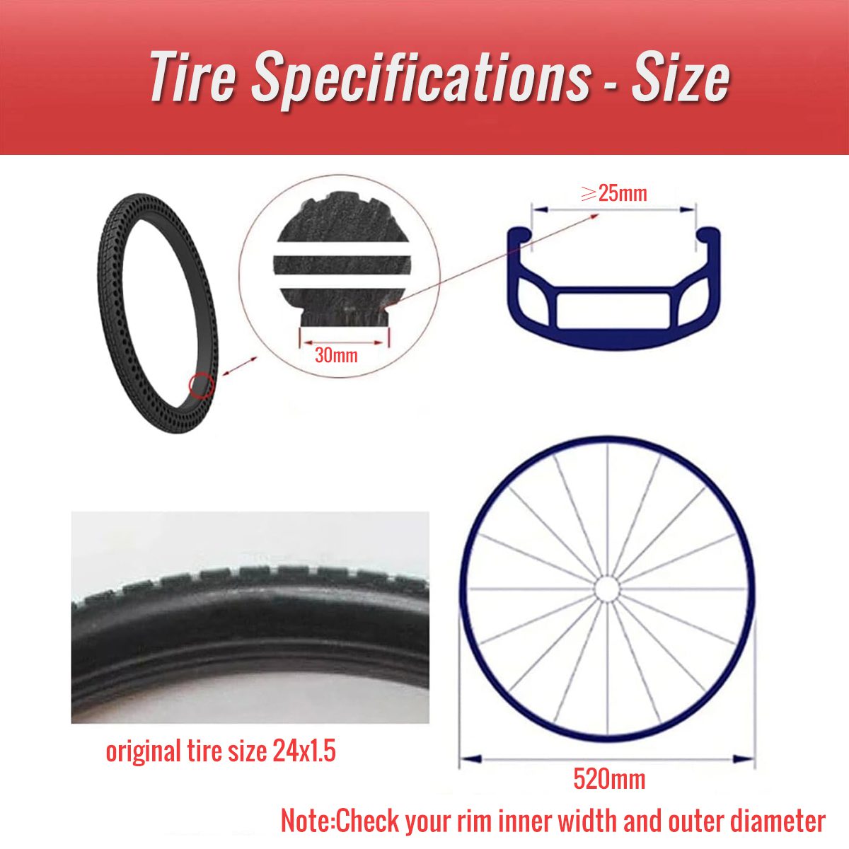 bike solid tire applicable specifications