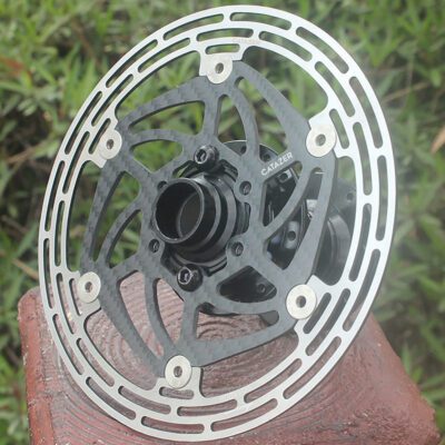 carbon rotor installed on bike with 6-bolt hub