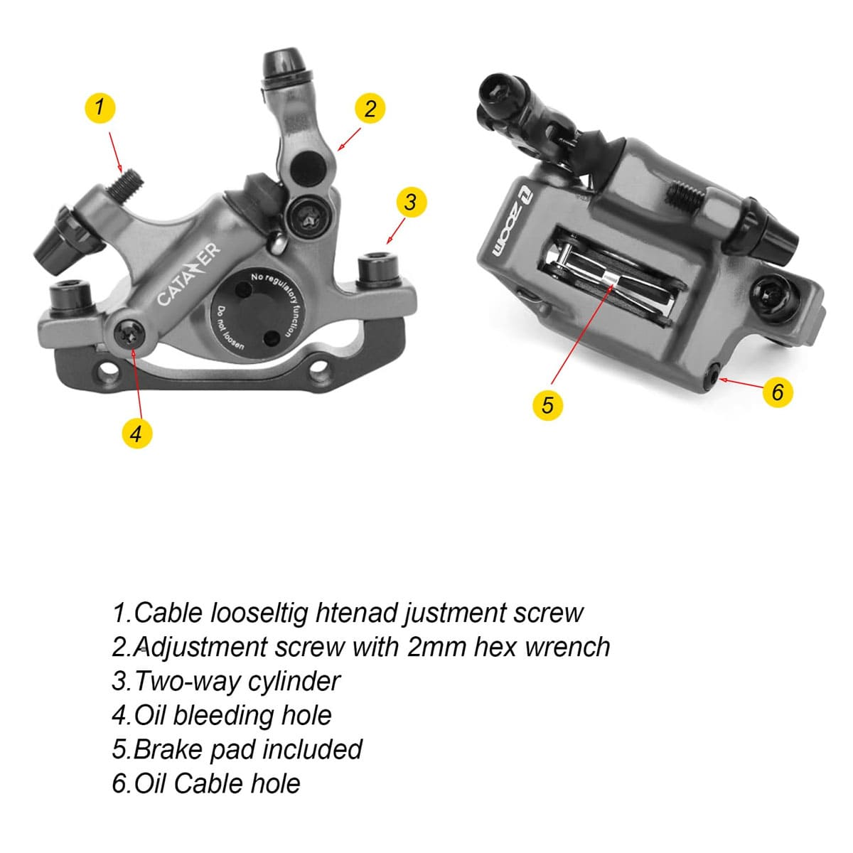 CATAZER HB-100 brake calipers installed on mountain bike frame