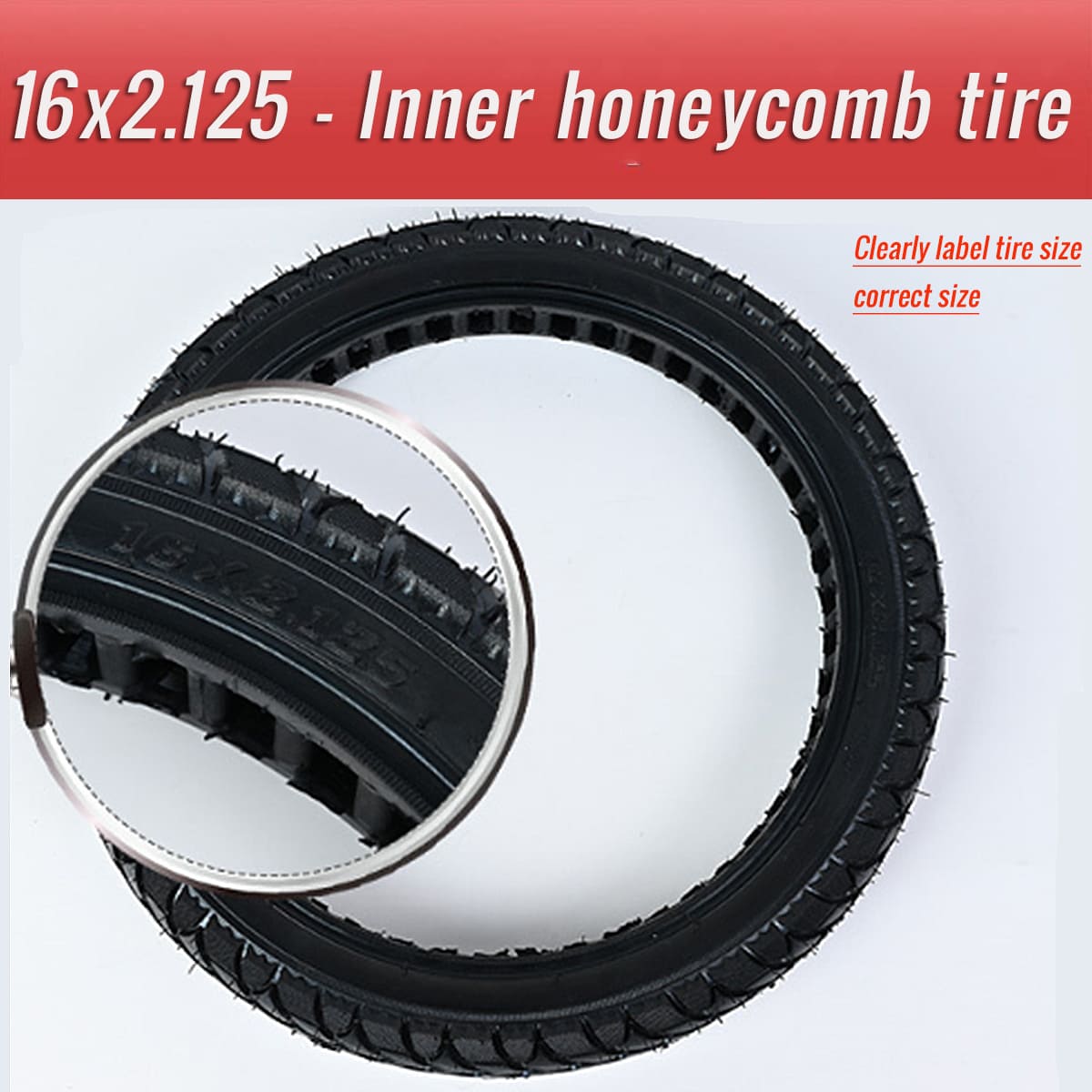 16x2.125 solid tire premium rubber tire