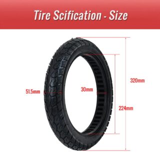 Side profile of CATAZER 14x2.125 solid tire showing 51.5mm width and tread pattern