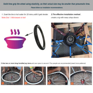 16x1.75 Bike Solid Tire Rubber Puncture Proof for E Bike Folding Bike install