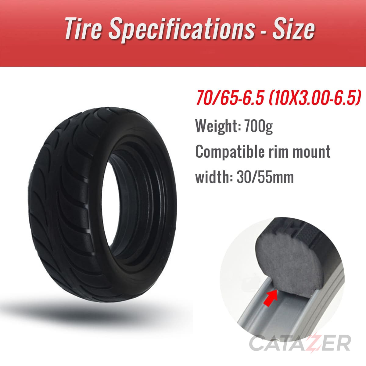 CATAZER 10x3.0 Bicycle Solid Tire CATAZER 10x3.0 bicycle solid tire