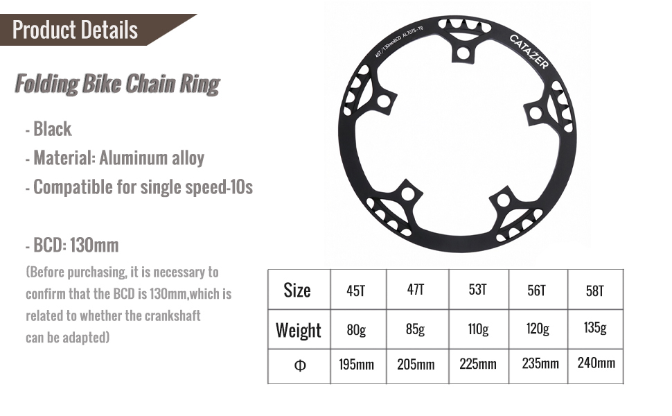 CATAZER 130BCD bicycle chainring
