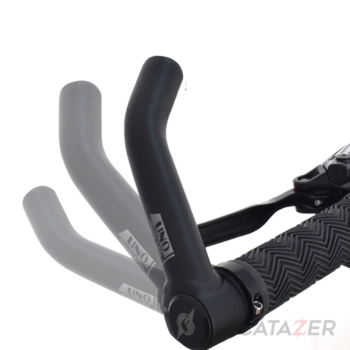 CATAZER 147g lightweight bar ends installed on mountain bike handlebars
