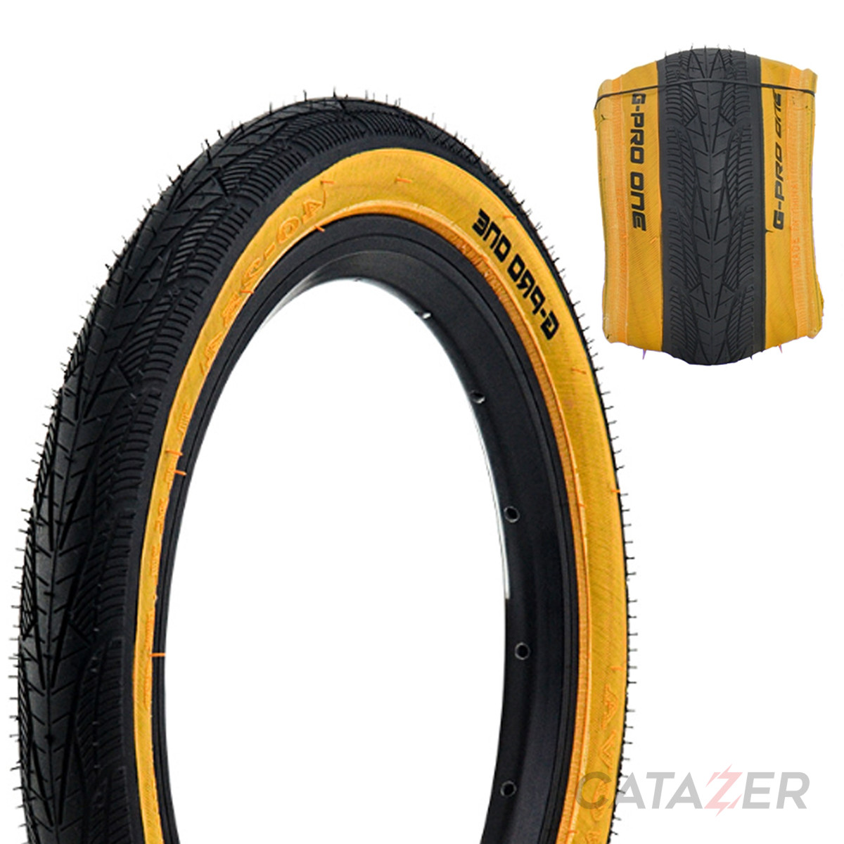 CATAZER 14x1.5 Folding Tire Yellow Edge For Kids Road Bike CATAZER 14x1.5 folding tire yellow edge for kids road bike