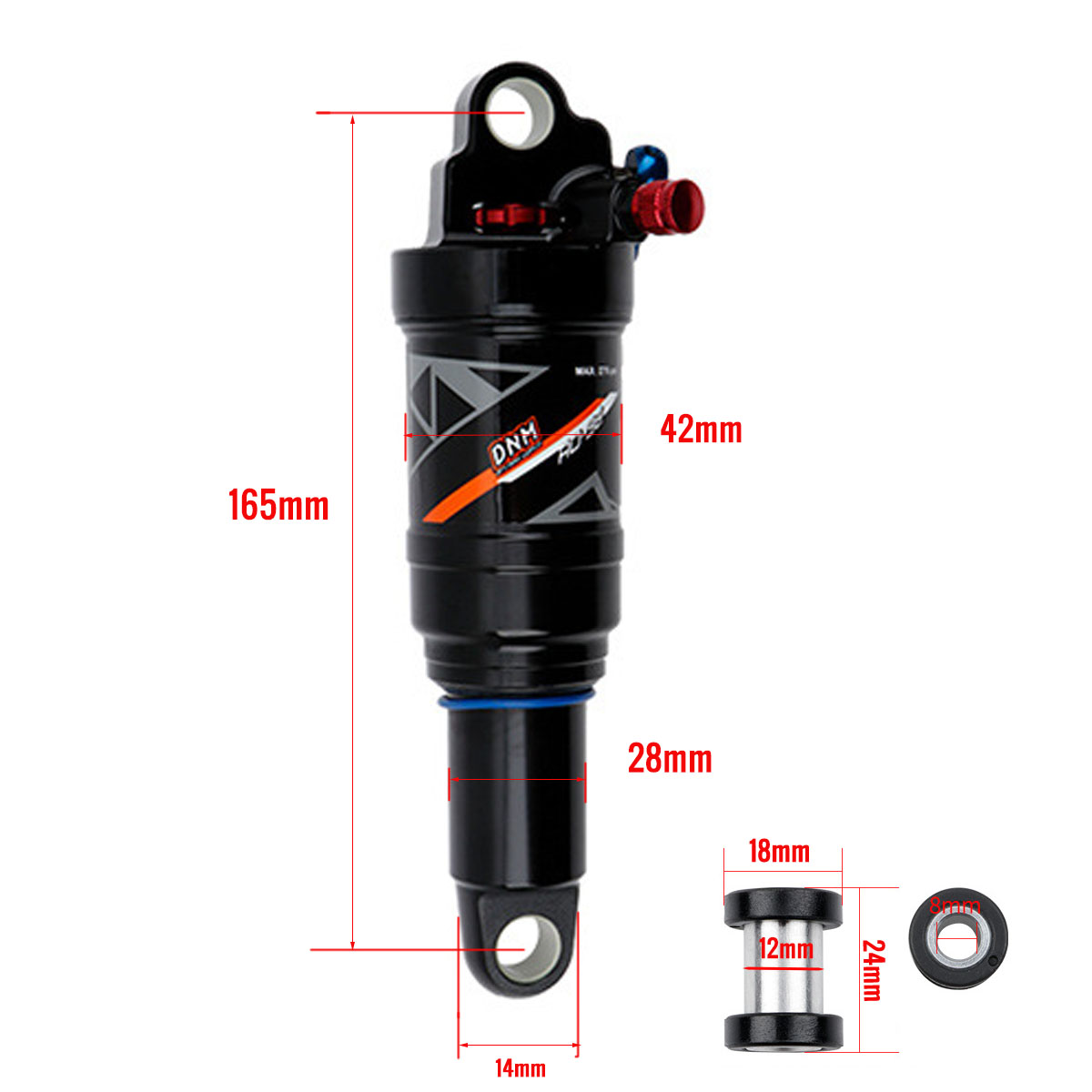 CATAZER 165mm Size Air Shock Showing Air Valve And Rebound Adjustment CATAZER 165mm size air shock showing air valve and rebound adjustment