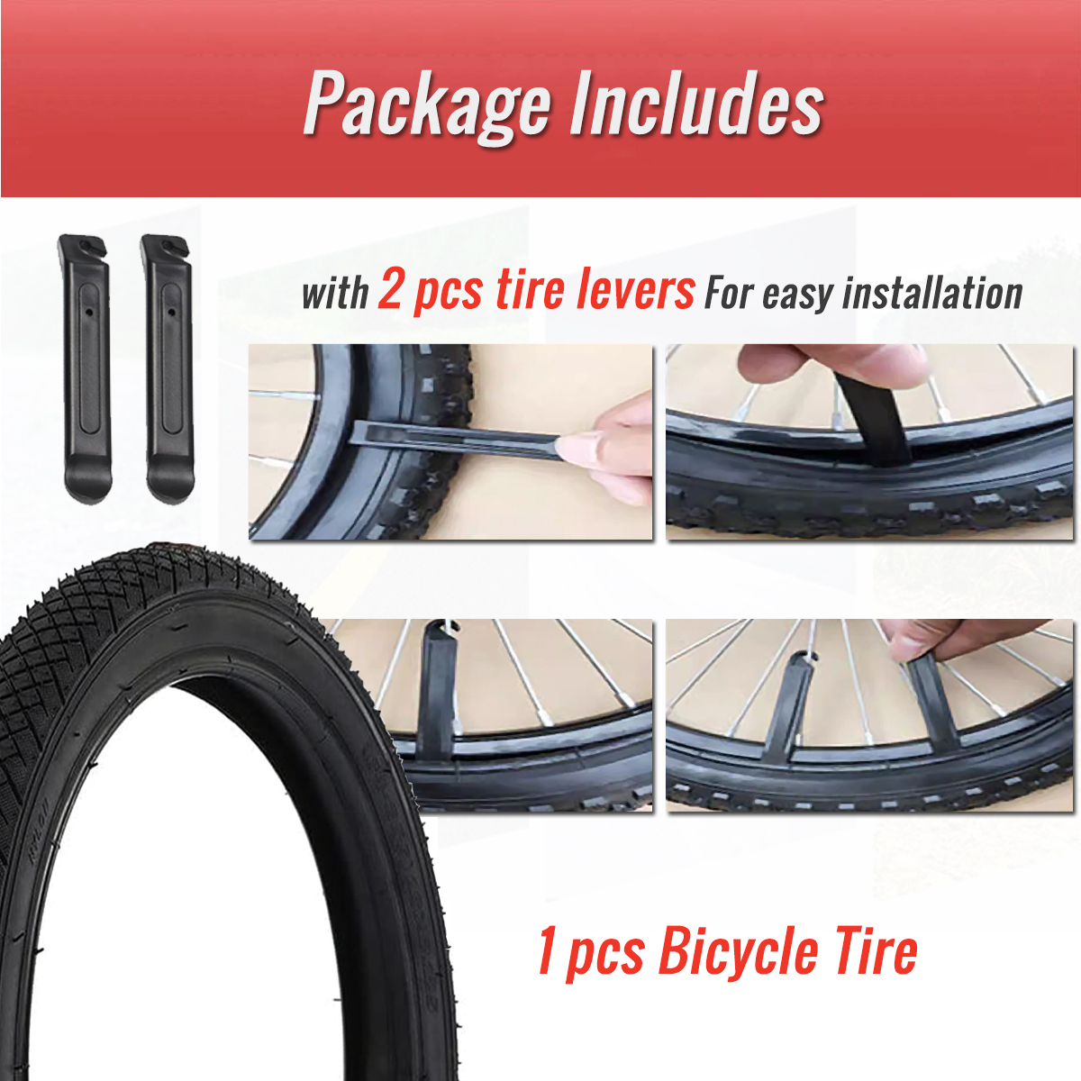 CATAZER 2.125 width rubber bike tire easy to install
