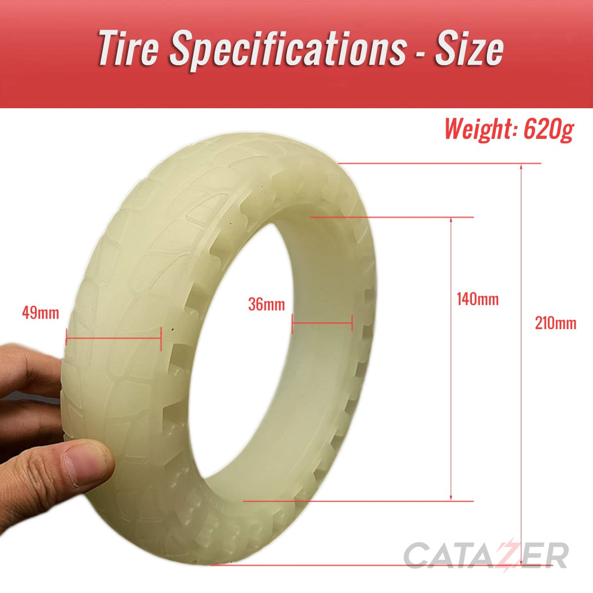 CATAZER 8.5 Inch Luminous Honeycomb Solid Tire Size CATAZER 8.5 Inch Luminous Honeycomb Solid Tire size
