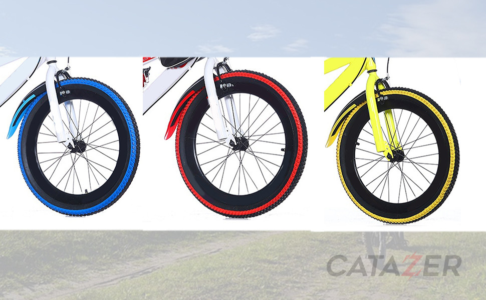 CATAZER Three color options for CATAZER bicycle tires red, blue, and yellow edge designs