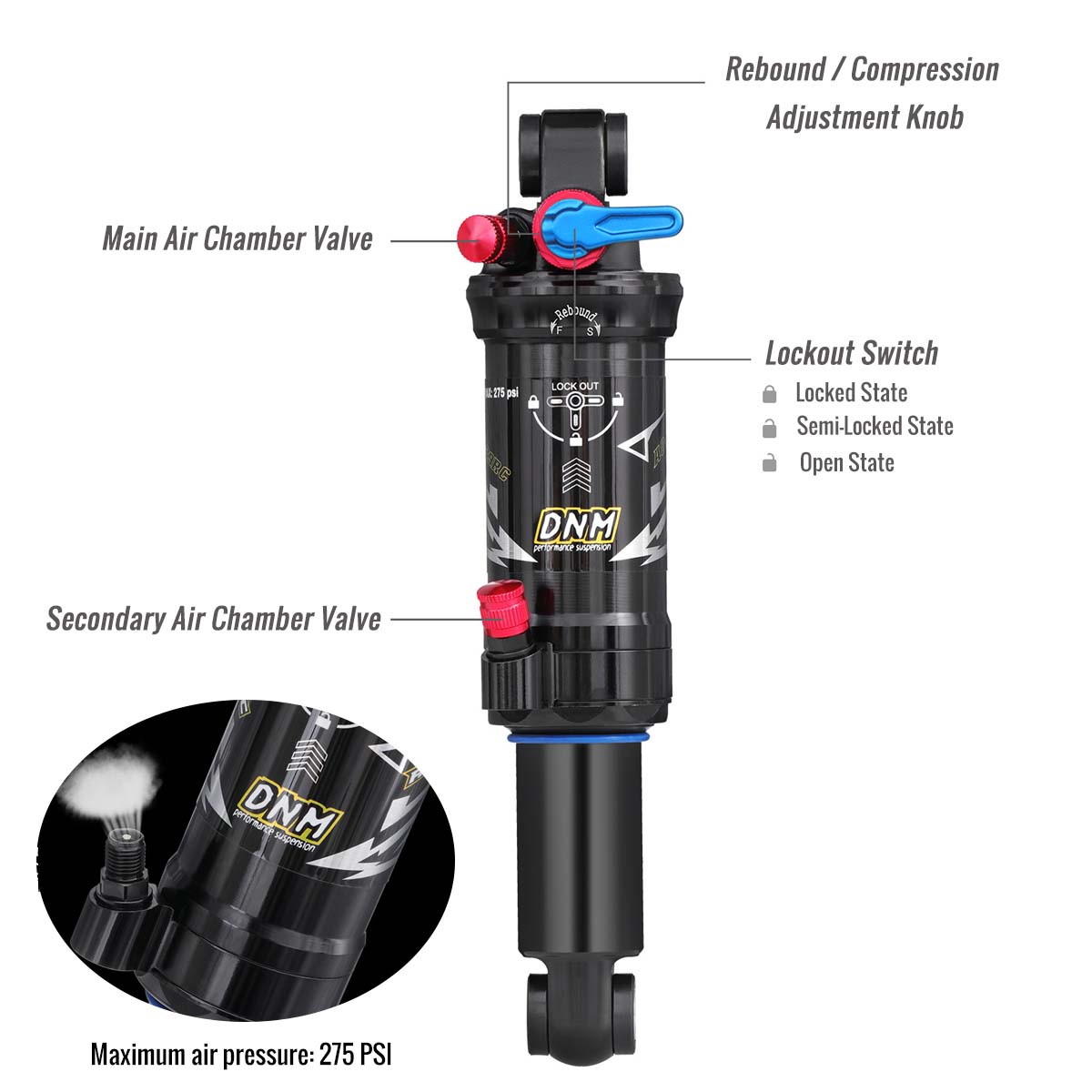 CATAZER Air Shock Absorber With Included Bushings For Comfortable Cycling CATAZER air shock absorber with included bushings for comfortable cycling