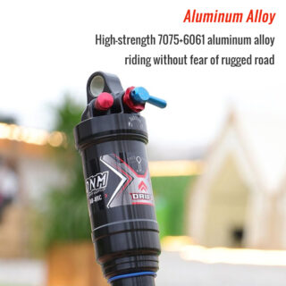 CATAZER air shock showing 3 stage lockout dial and rebound adjustment knob