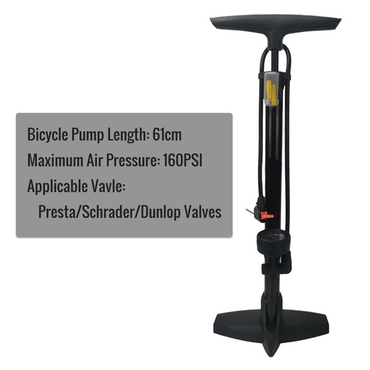 CATAZER bike floor pump showing ergonomic handle and compact 61cm height
