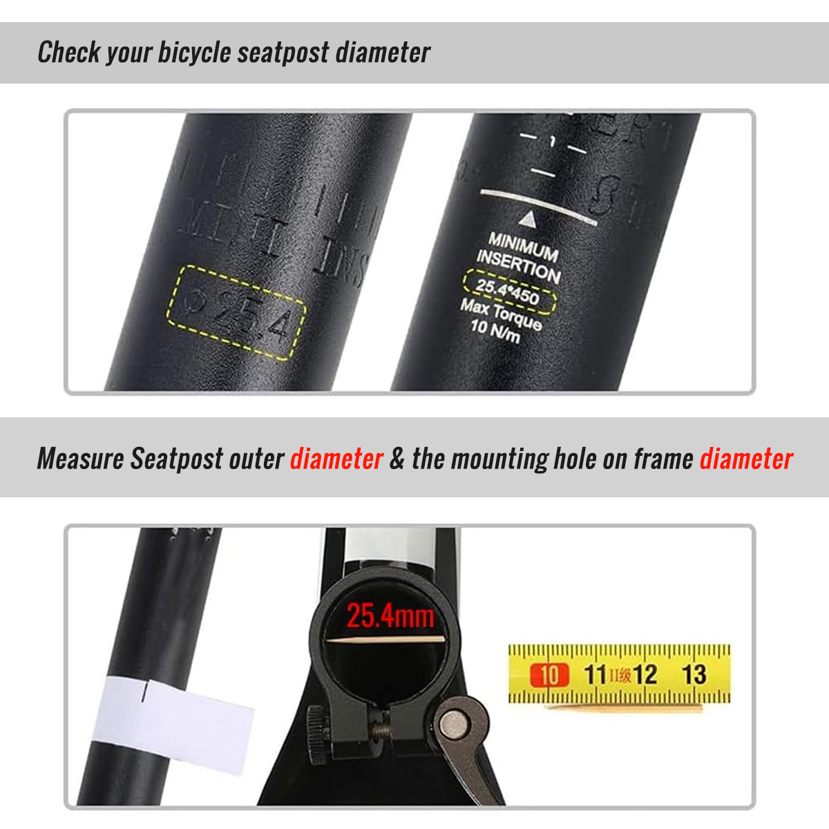 CATAZER bike seatpost with size marking – easy to identify