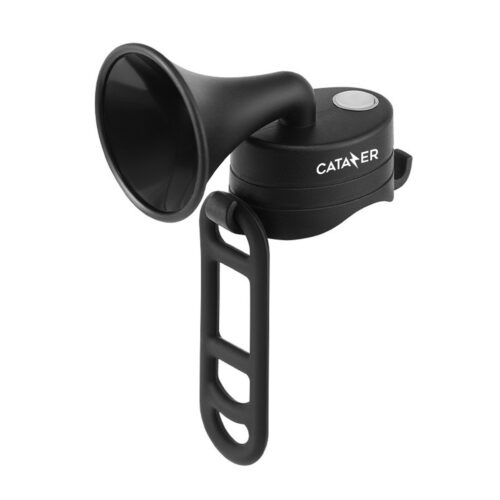 CATAZER rechargeable bike horn showing Type C charging port and sound mode button