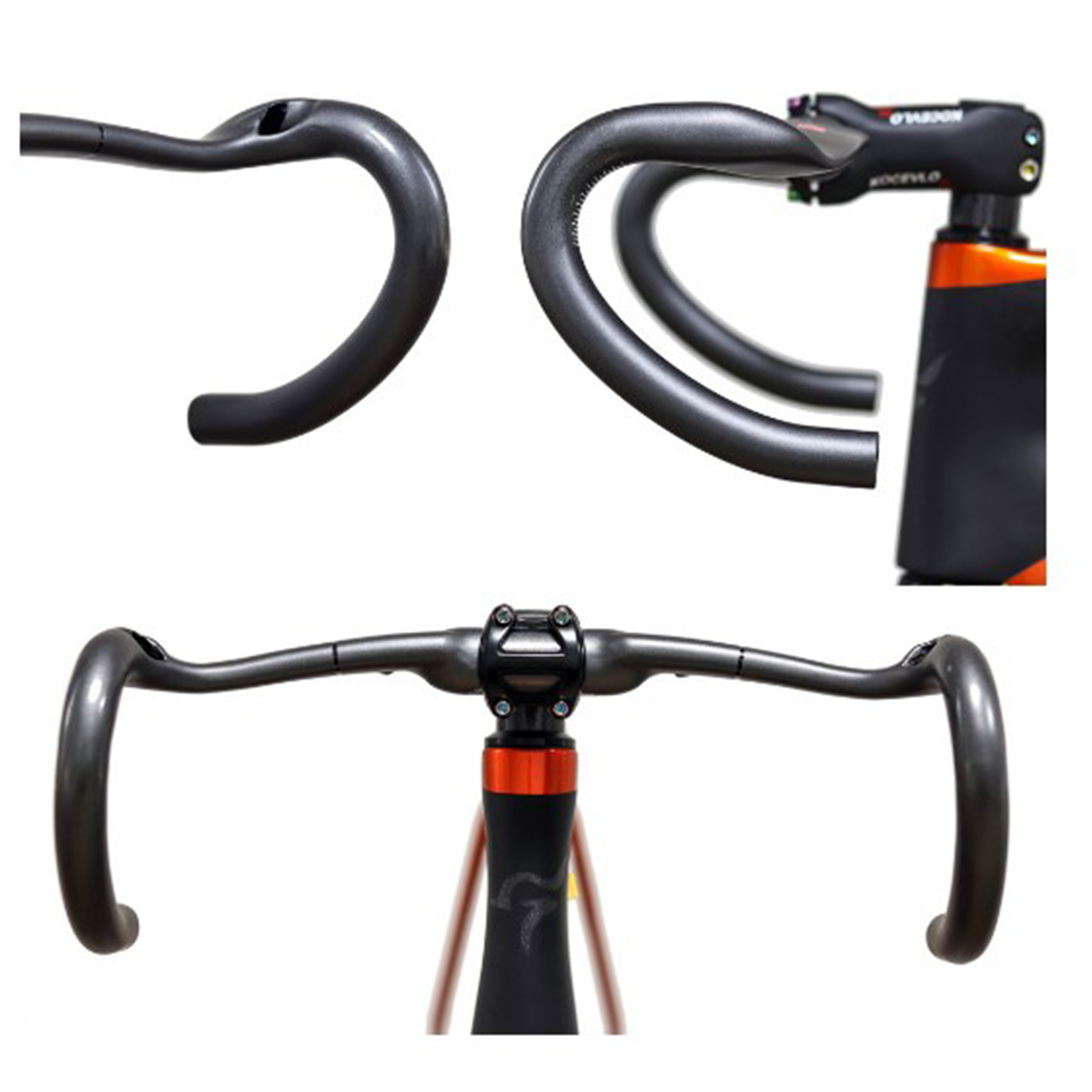 CATAZER ergonomic shape for long distance comfort carbon bar installed on road bike