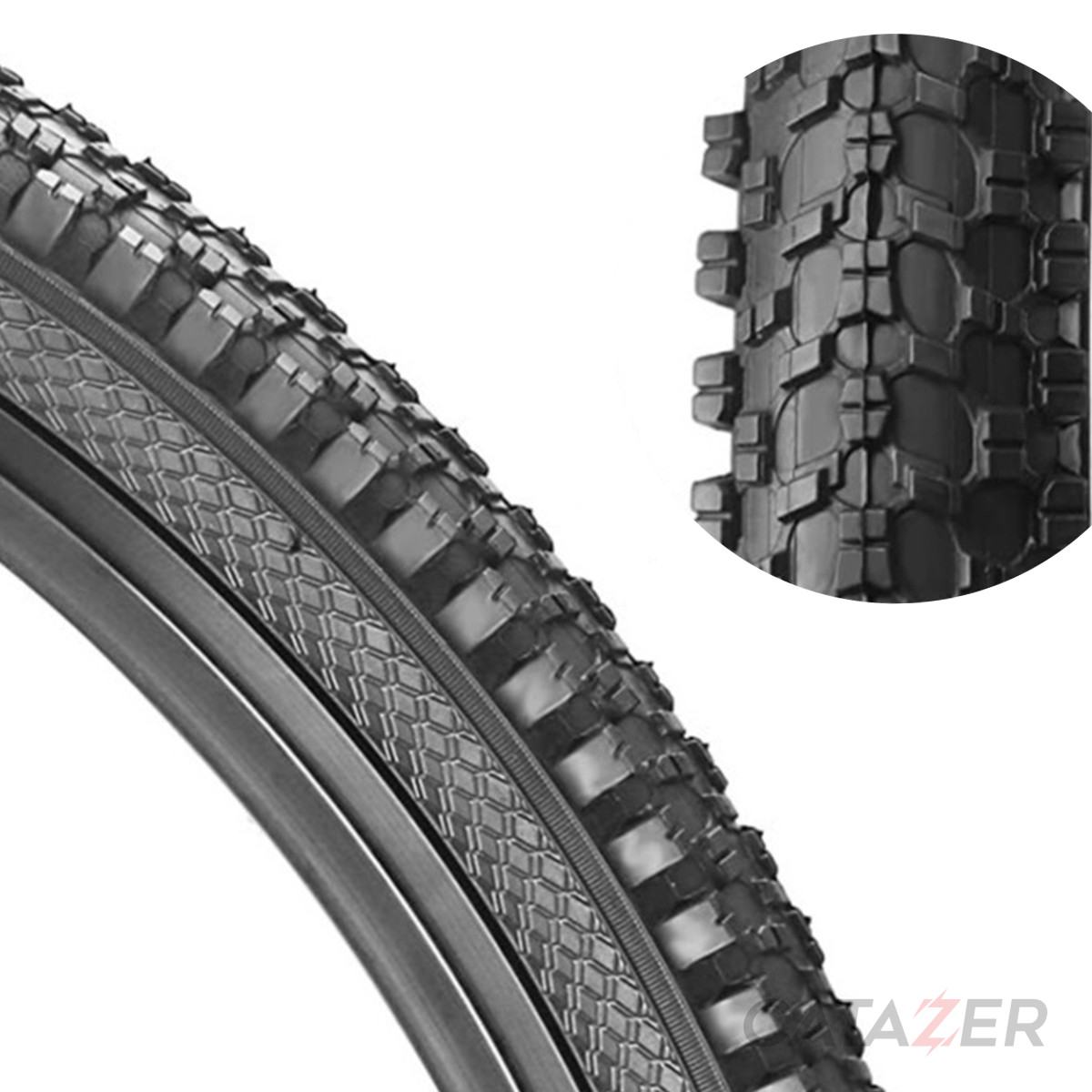 CATAZER Folding Tire Showing Carefully Designed Anti Slip Tread Pattern CATAZER folding tire showing carefully designed anti slip tread pattern