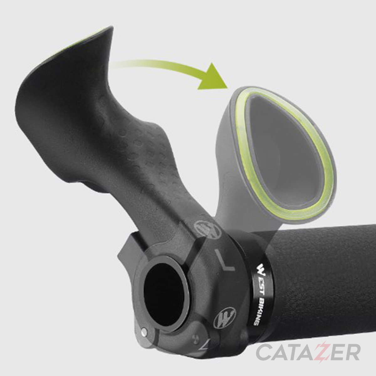 CATAZER Glow In Dark Bar Ends Showing Adjustable Angle Mechanism CATAZER glow in dark bar ends showing adjustable angle mechanism