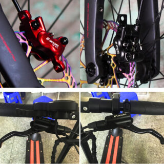 CATAZER red black hydraulic brakes installed on electric bike