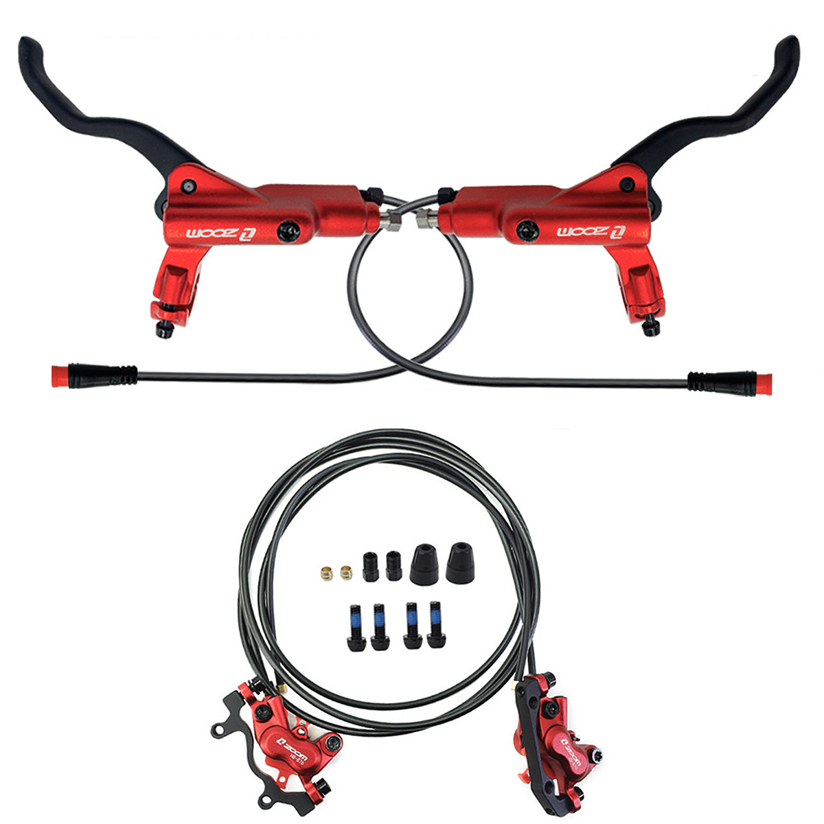 CATAZER red hydraulic disc brake set with power cut off for e bike left 80cm right 140cm
