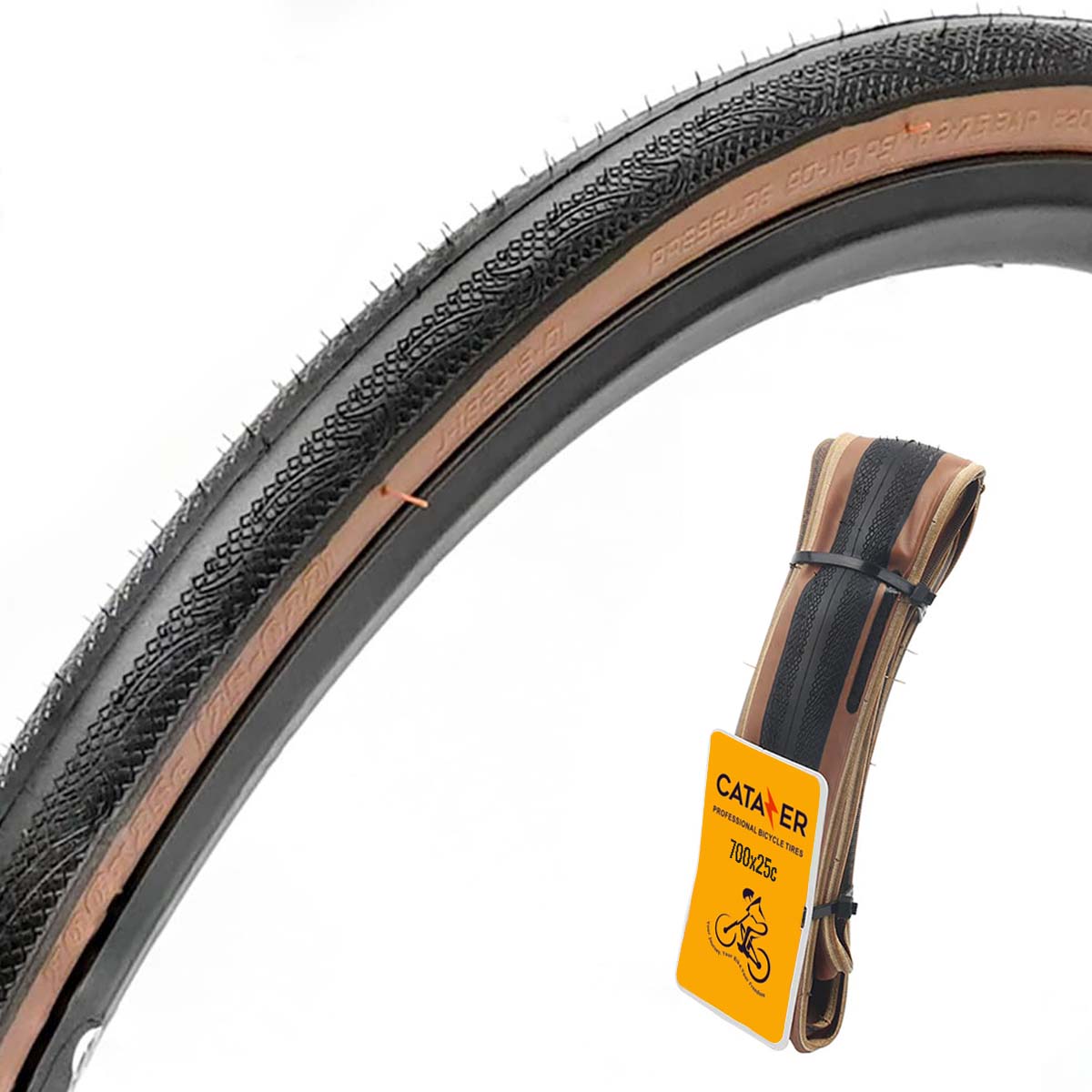 CATAZER road bicycle folding tire 60 TPI lightweight slick tread for road bike retro edge
