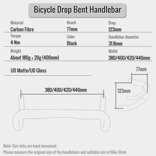 CATAZER size carbon handlebar installed on road bike lightweight