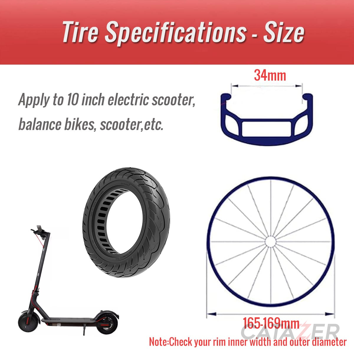 CATAZER solid tire Size 238mm outer diameter, 154mm groove inner diameter, fits 165 169mm rim with 34mm groove
