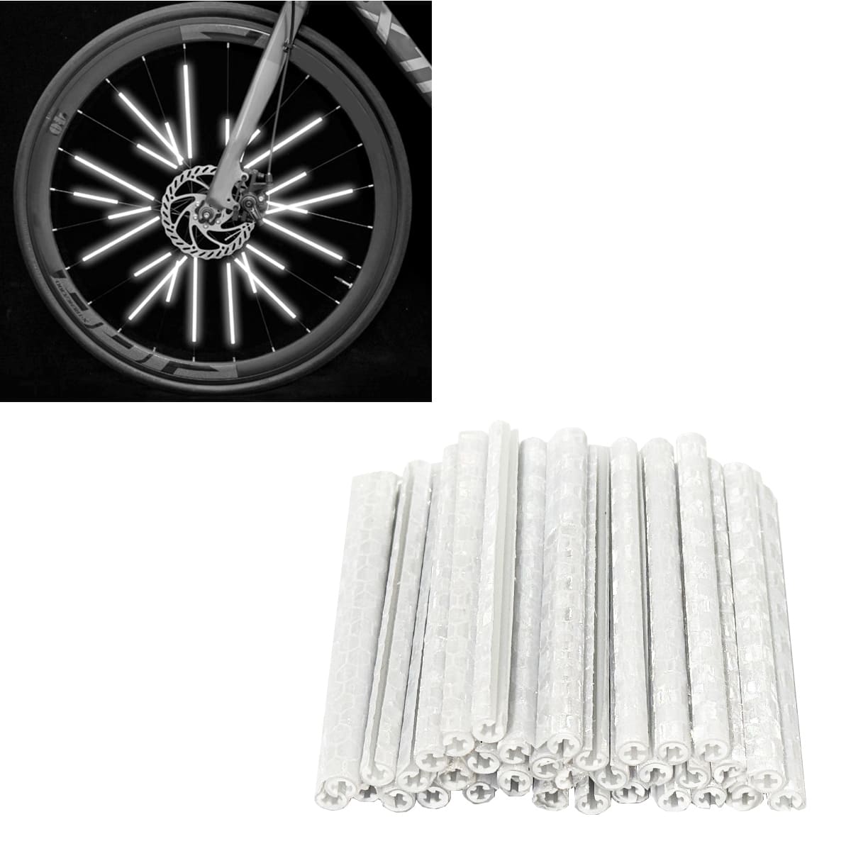 STIA001 White.MAIN 3M reflective tape Close-up of CATAZER reflective strips glowing under headlight