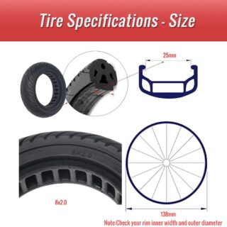 X TYRE903.PT02 tire size 8x2.0 non-pneumatic tire for 25mm rim groove width