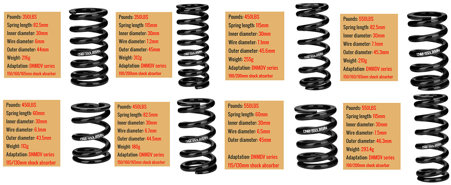 bicycle rear shock spring size