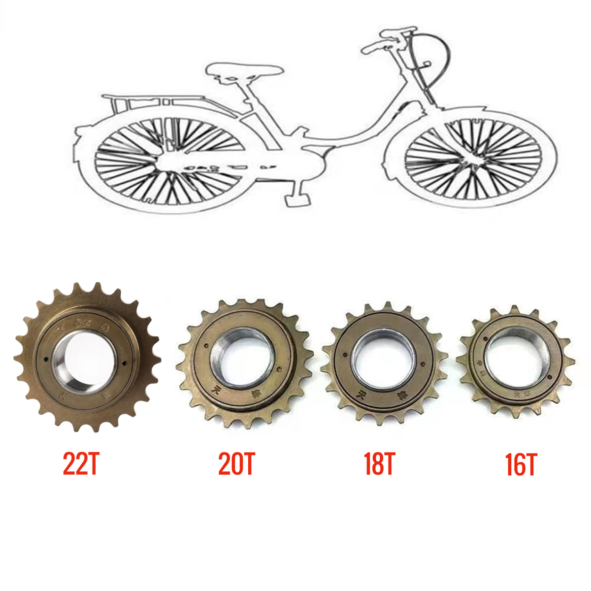 fixed gear single speed bicycle freewheel 14t 16t 18t 20t 22t bicycle flywheel 1 piece sizeXIA CAS002 16T.PT01