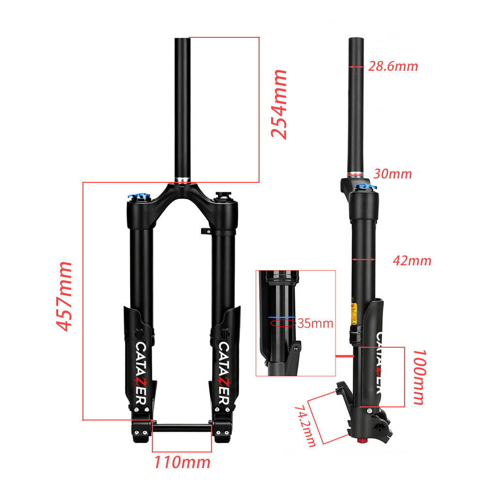 Mountain Bike Front Fork 100mm Hydraulic Single Shoulder for Soil Bike including size