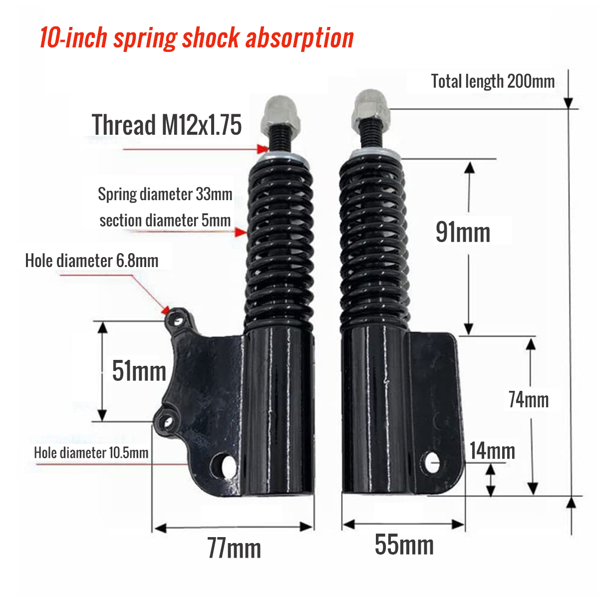 10 Fork Shock Hydraulic Durable For E Scooter X SAB3001 Black 10 10 Inch.including Size 10 fork shock hydraulic durable for e scooter X SAB3001 Black 10 10 Inch.including size