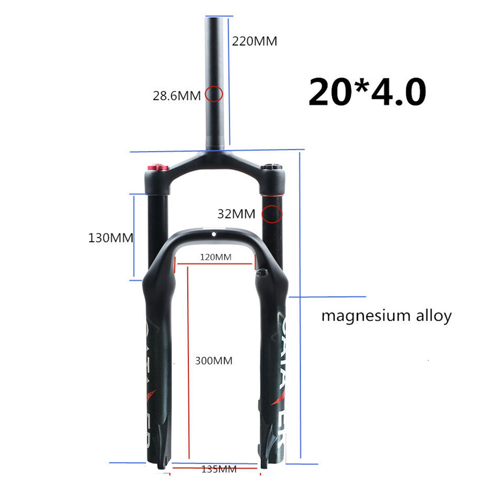 20x4.0 Tire Air Fork 135mm Travel Adjustable For SnowSand Including Size 20x4.0 Tire Air Fork 135mm Travel Adjustable for SnowSand including size