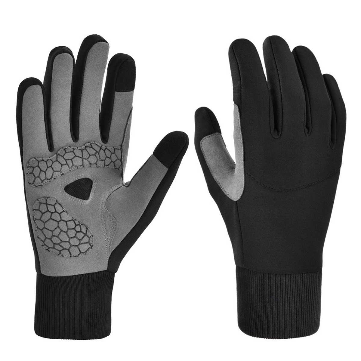 CATAZER black windproof bike gloves black with silicone anti slip palm