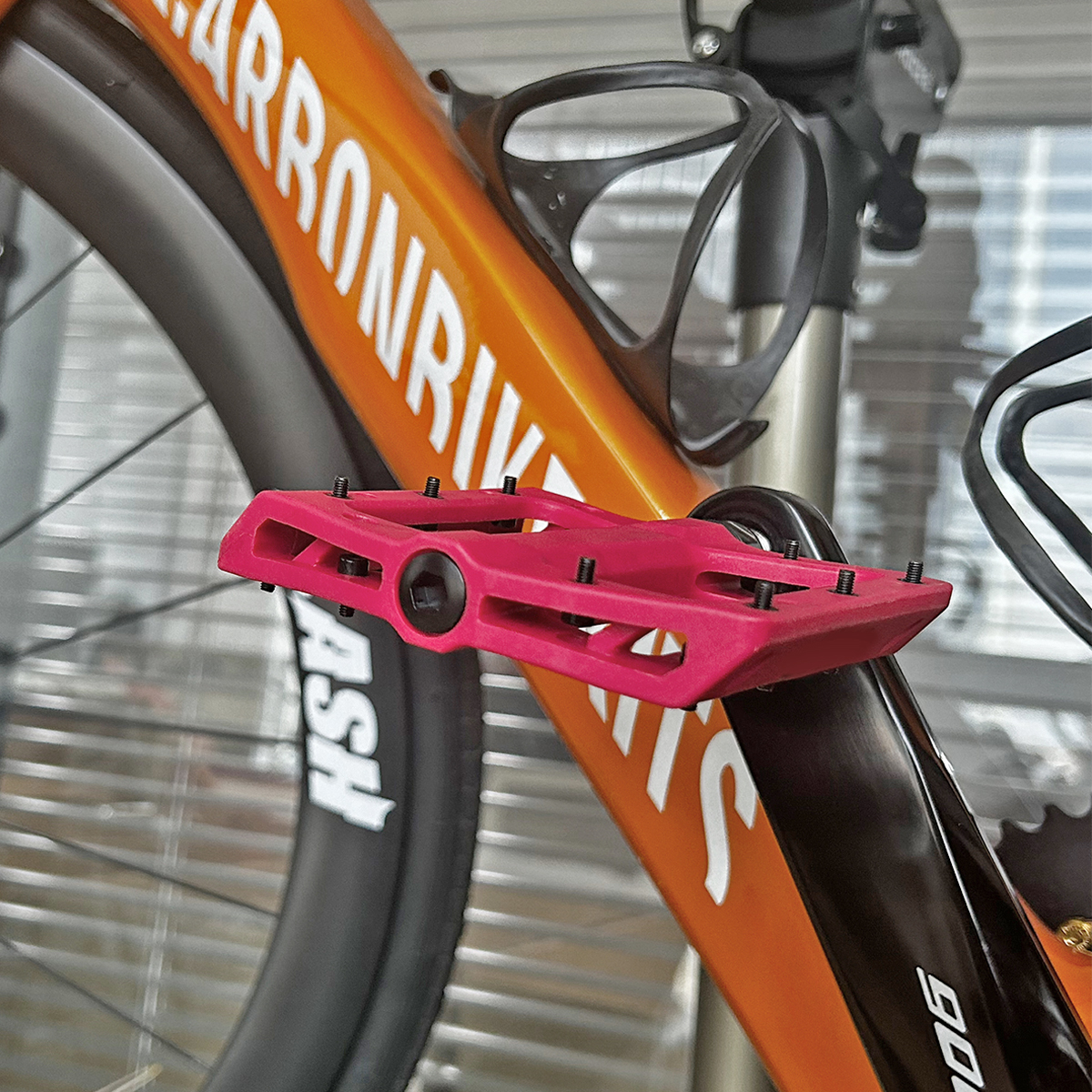 mtb pedals nylon fiber lightweight wide platform pink for cycling 9 16 in including product CP03001.PT05