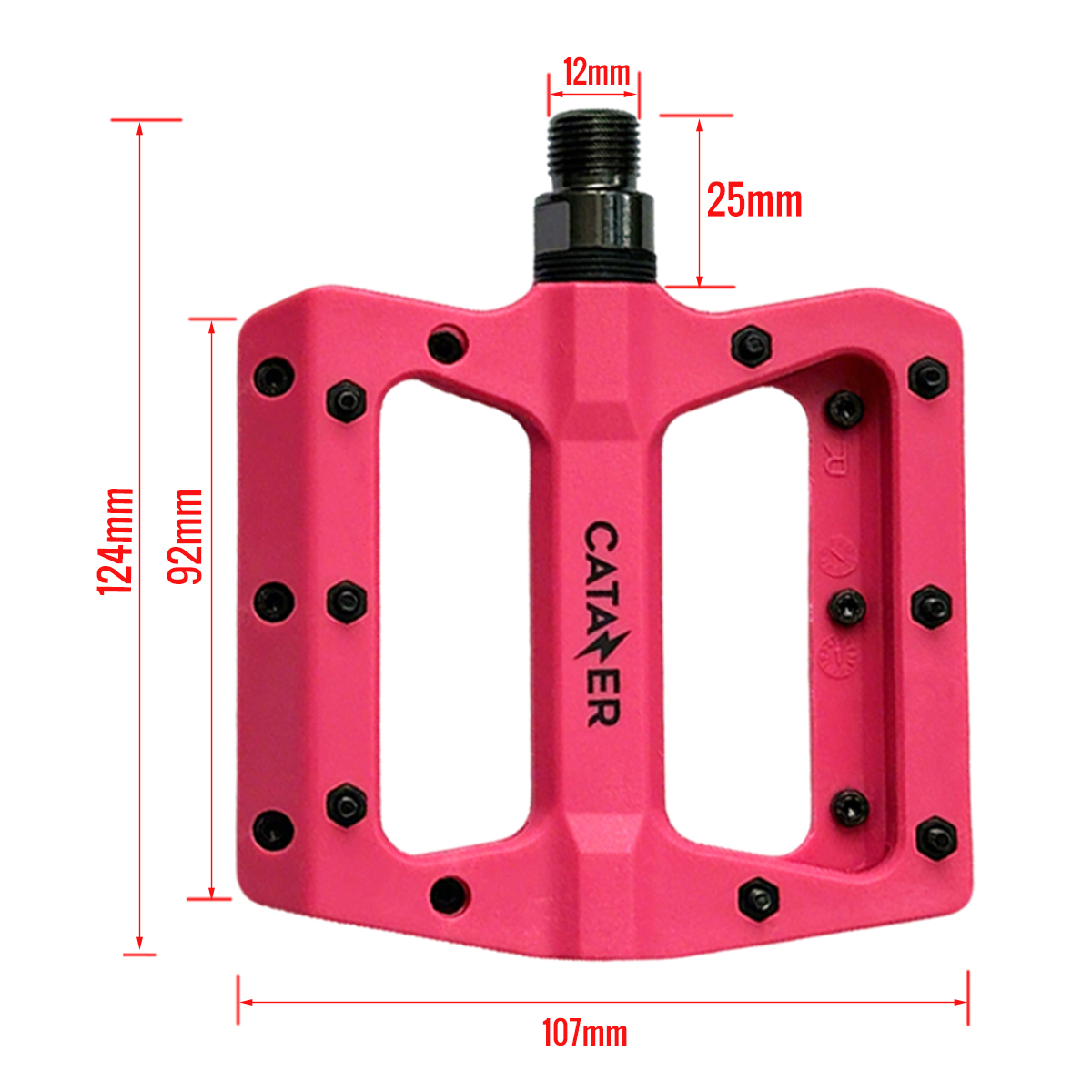 mtb pedals nylon fiber lightweight wide platform pink for cycling 9 16 in including size